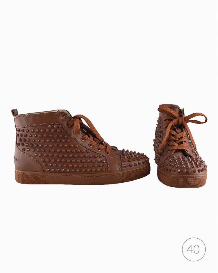 Tênis Christian Louboutin original Louis Spikes Caramelo masculino